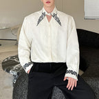 Jacquard Pointed Collar Deconstructed Shirt