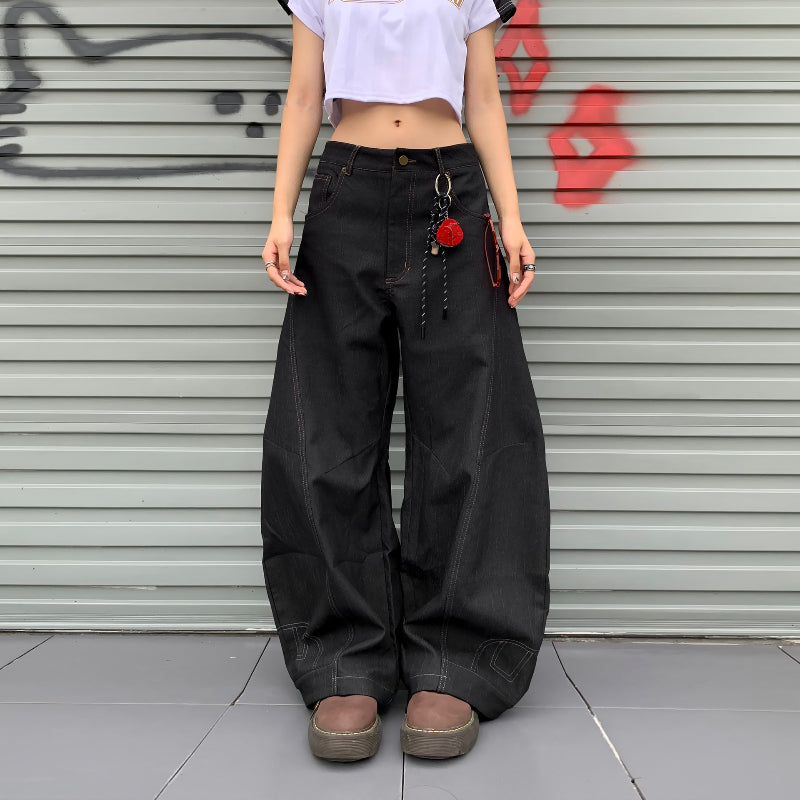American Retro Inverted Design Embroidered Scimitar Jeans