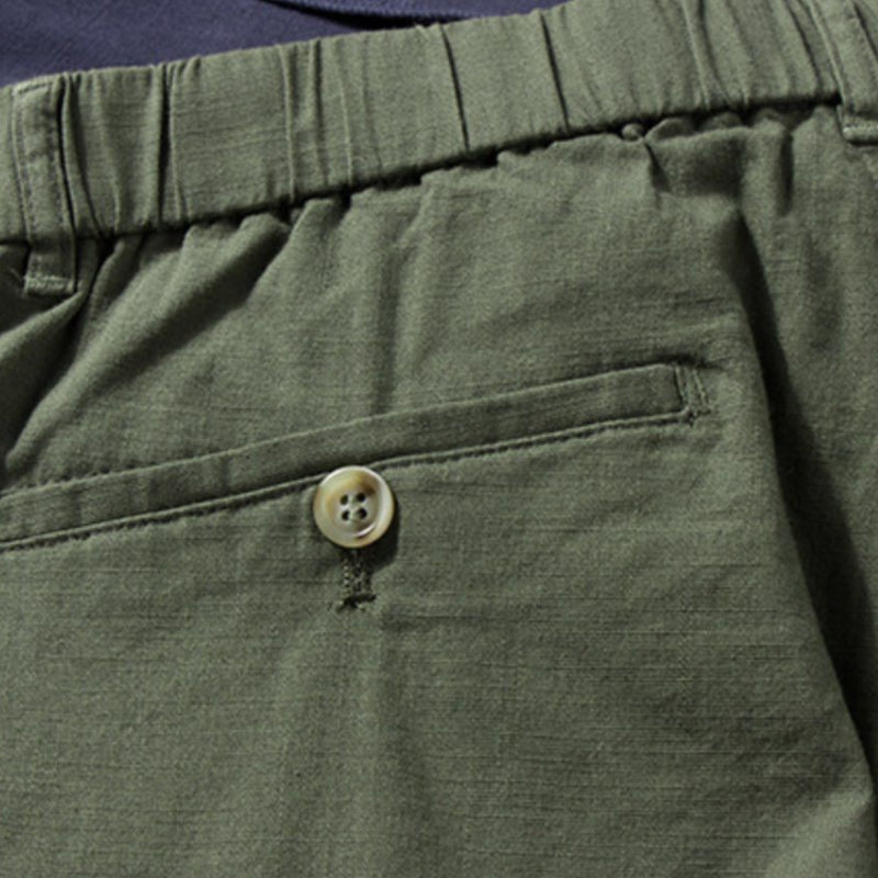 Thin Cotton and Linen Basic Solid Color Straight Loose Shorts