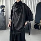 Dark Pile Collar Short Sleeve Shirt