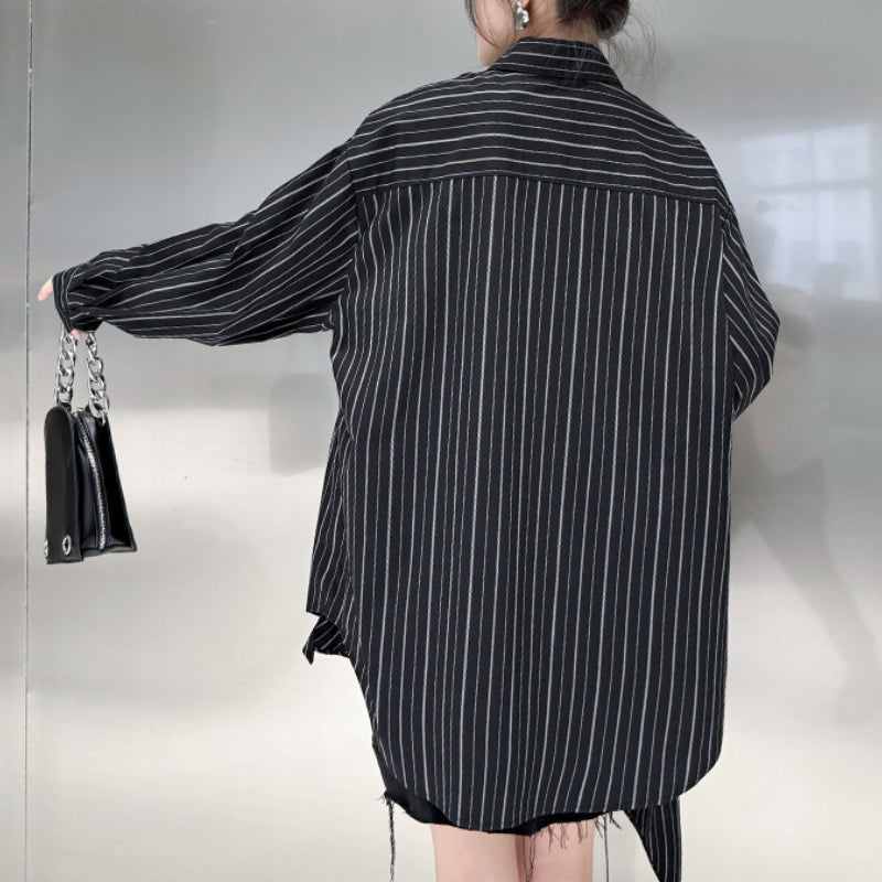Striped Loose POLO Collar Shirt