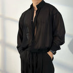 【50 Shades of Black】Transparent Tulle Loose Shirt