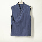 Cotton and Linen Striped Thin Breathable Vest Sleeveless