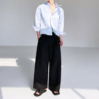 Blue Cotton Bent Shape Slim Fit Short Shirt