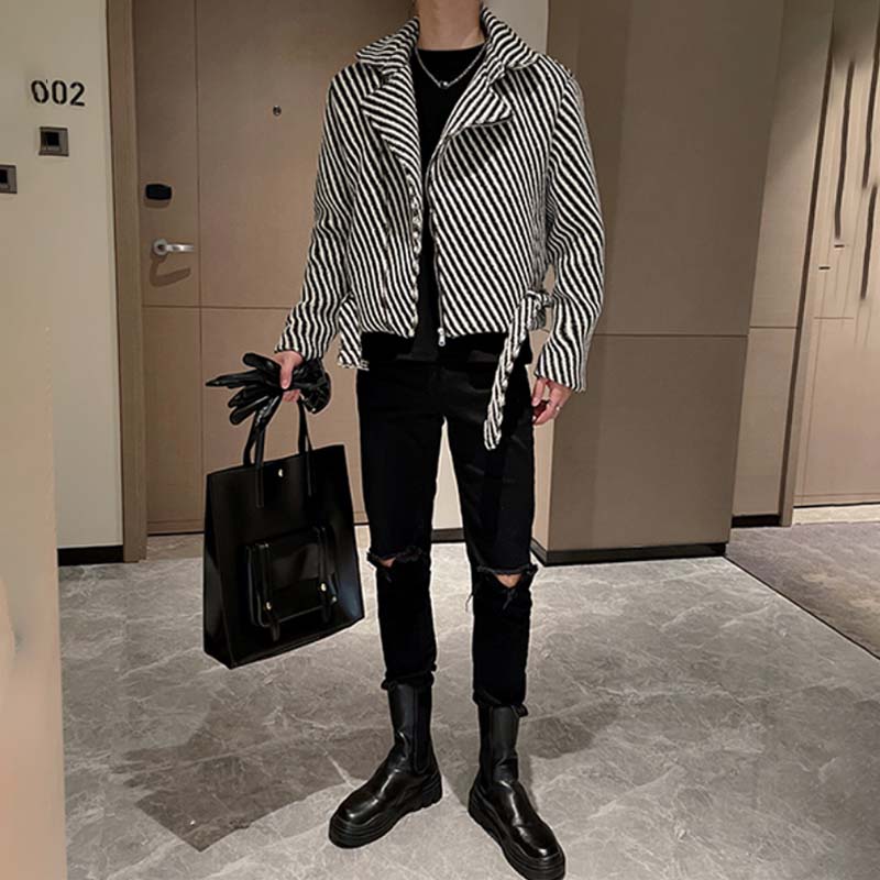 Striped Padded Cropped Jacket