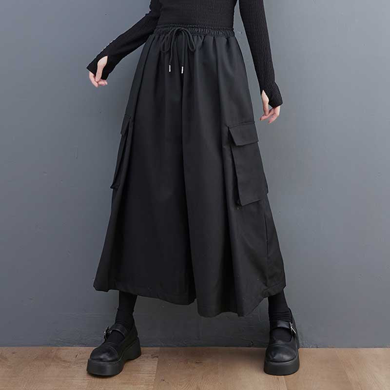 Black Wide-Leg Elasticated Lounge Pants