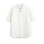 American Black Drape Stand Collar Casual Shirt