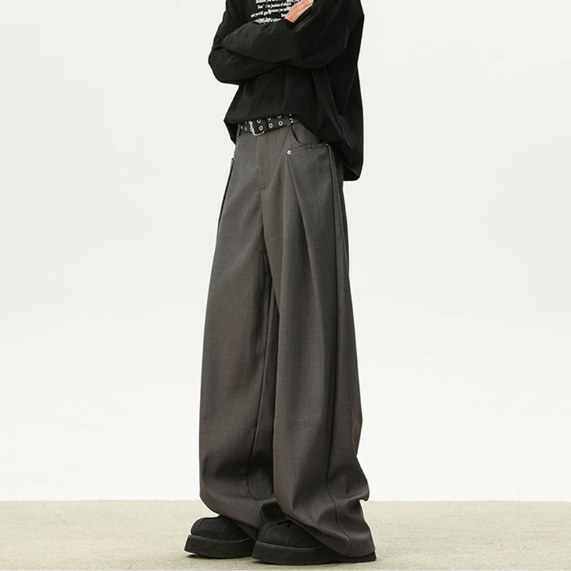 Pleated Wide-leg Deconstructed Loose Drape Trousers