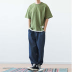 Japanese Loose Drop Shoulder Fake Two Piece T-shirt