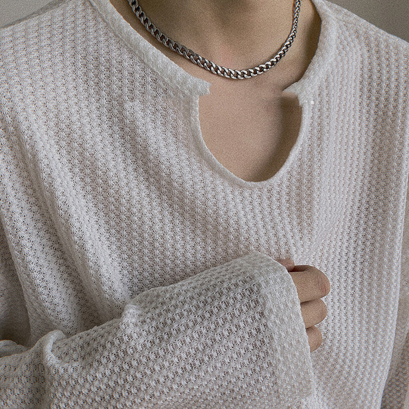 Thin V-neck Loose T-shirt