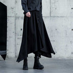 Drape Solid Color Irregular Culottes Hakama Pants
