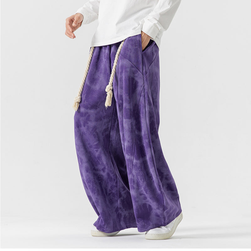 Retro Tie-dye Casual Straight Wide-leg Pants