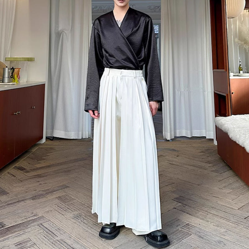 Straight Loose Double Layer Pleated Culottes