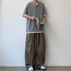 Japanese Retro Loose Pleated Straight Wide-leg Pants