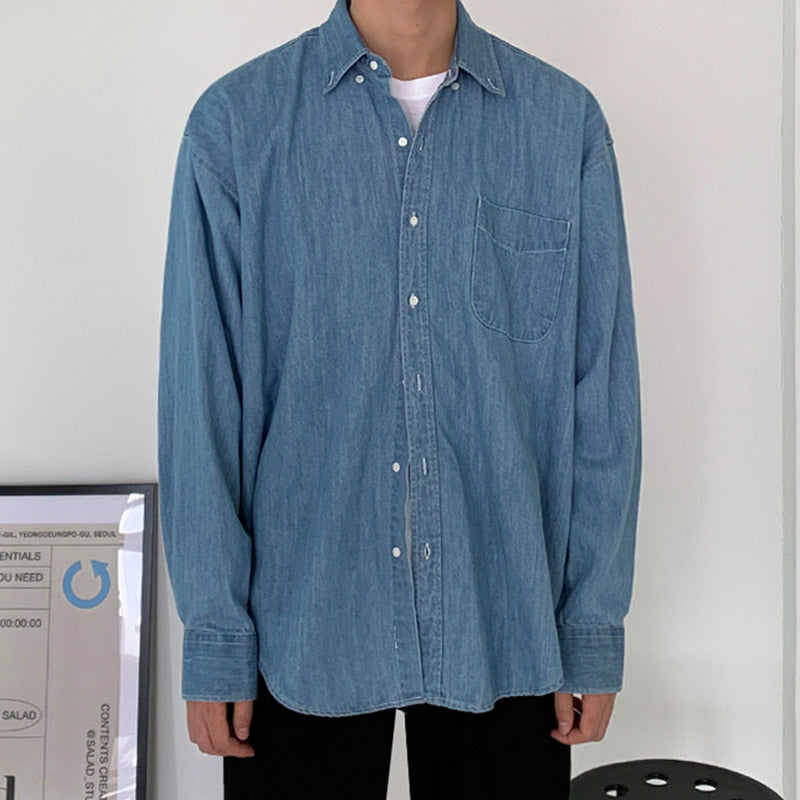 Retro Denim Long-sleeved Shirt