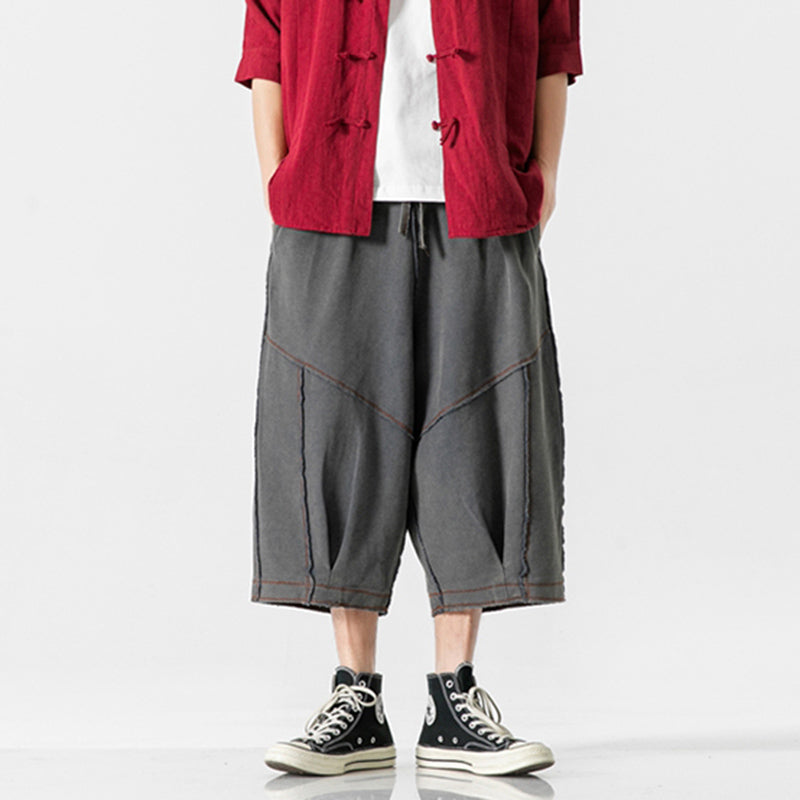 Knitted Patchwork Vintage Straight-leg Pants