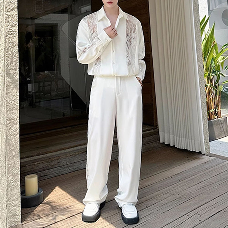 French Lace Panelled Cut-out Shirt