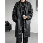 PU Leather Windbreaker Loose Casual Coat