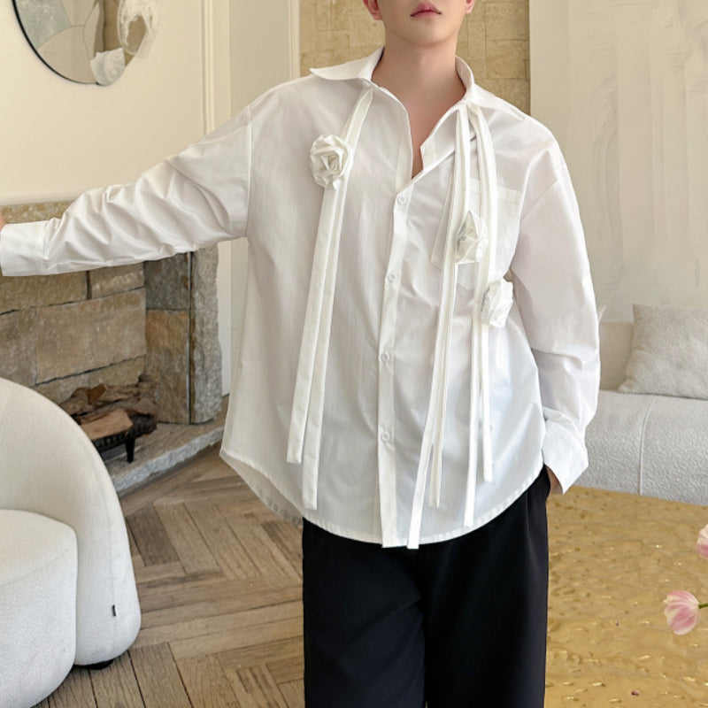 French 3D Rose Casual Shirt