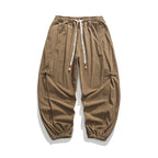 Vintage Buckle Trim Waffle Casual Harem Pants