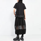Summer Elastic Waist Splicing Lantern Skirt