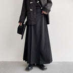 Dark A-Line Pleated Culottes Hakama Pants