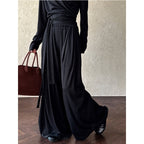 Irregular One-shoulder Waisted Pleated Top Wide-leg Pants Two-piece Set