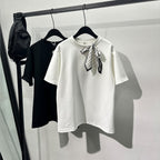 Bow Scarf Loose Casual T-shirt