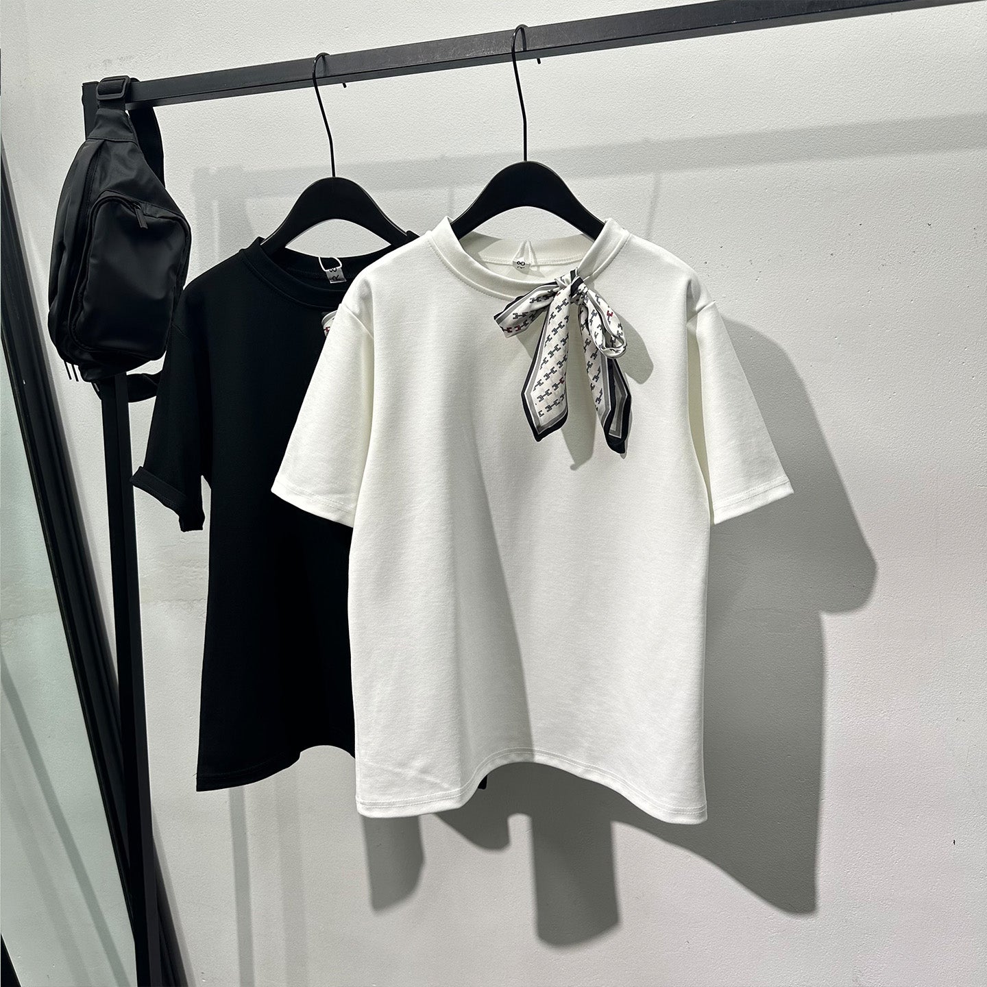 Bow Scarf Loose Casual T-shirt