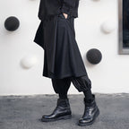 Dark Irregular Multi-layer Wide-leg Pants