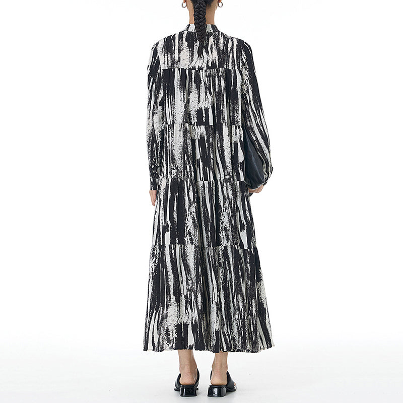 Loose Bohemian Striped Cake Dress