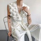 Design Three-dimensional Rose Sleeveless Suit Vest