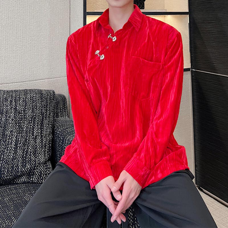 Vintage Lapel Fleece Long Sleeve Shirt