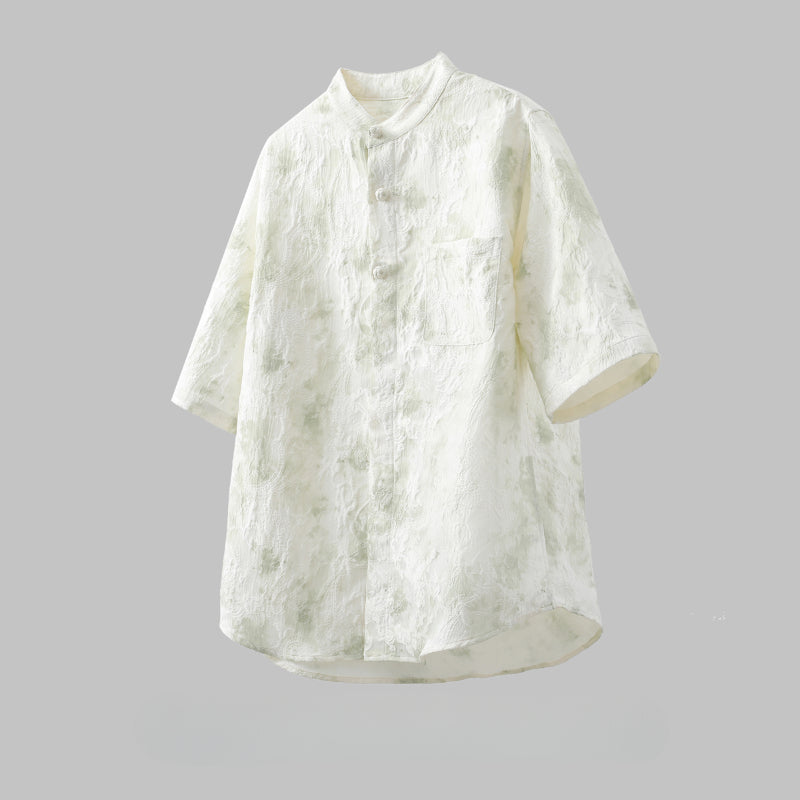 Tie-dyed Thin Breathable Stand-up Collar Shirt