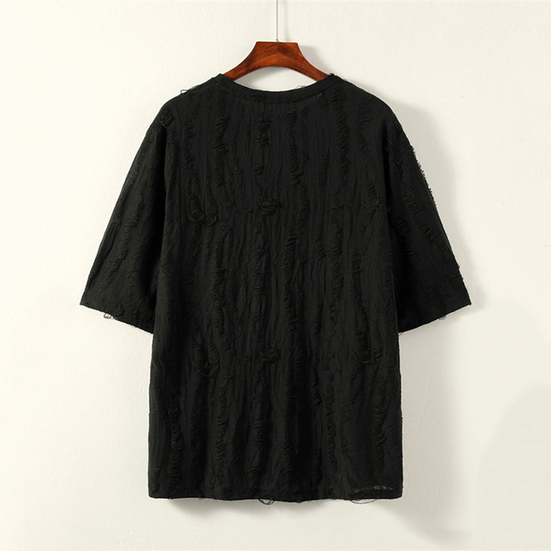 Buttoned Short-sleeved Vintage Hollow Top