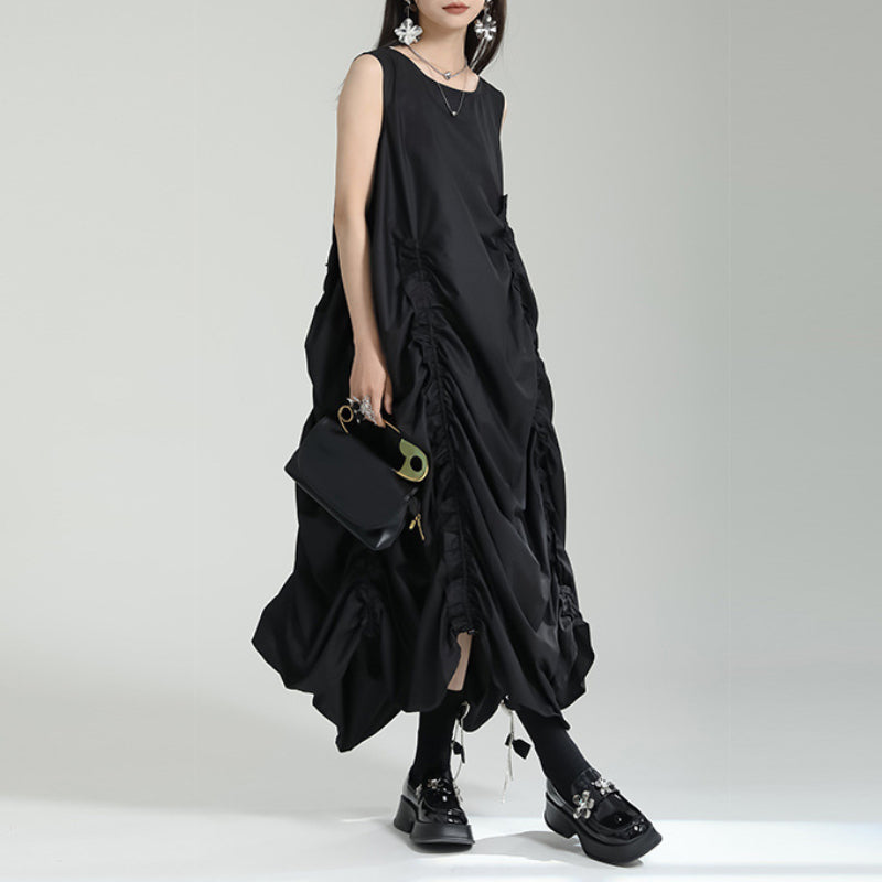 Pleated Irregular Loose Vest Dress