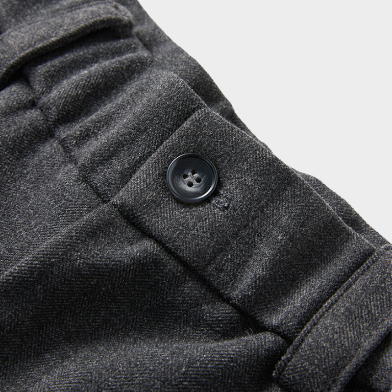 Wool Slim-fit Straight-leg Casual Suit Pants