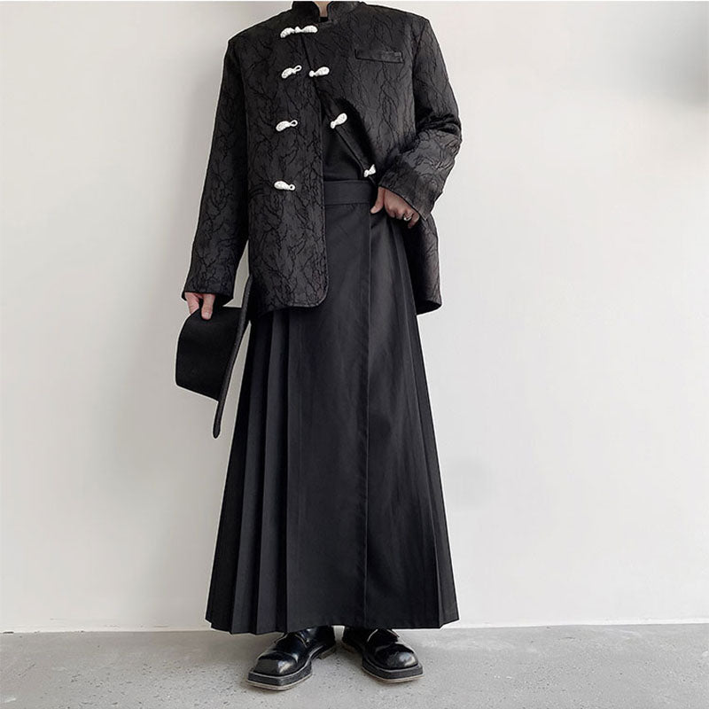 Dark A-Line Pleated Culottes Hakama Pants