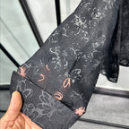 Hollow Floral Jacquard Loose Casual Shirt