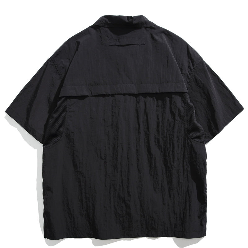 Japanese Retro Multi-pocket Patchwork Loose T-shirt