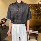 Summer Vintage Satin Jacquard Tassel Shirt