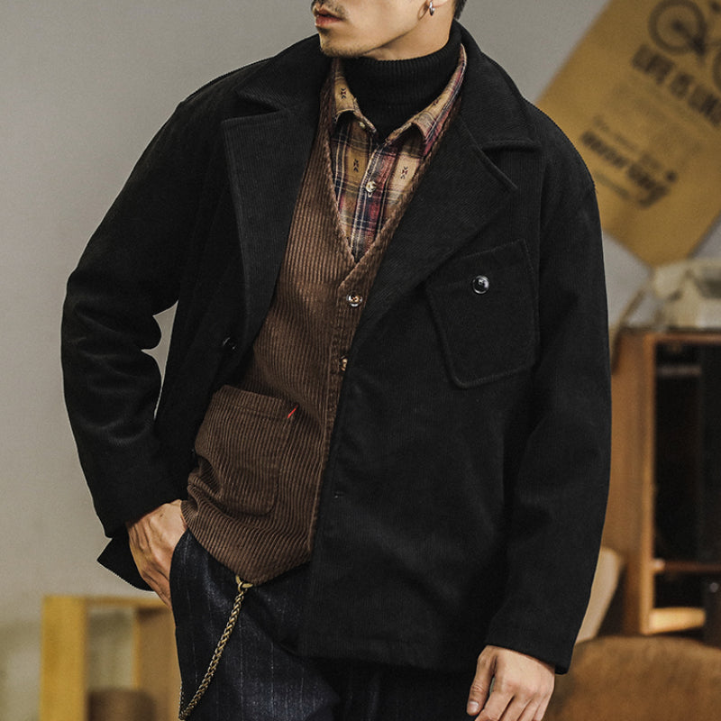 Vintage Solid Color Loose Corduroy Blazer