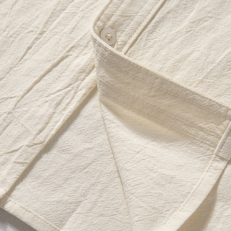 Vintage Stand Collar Loose Shirt