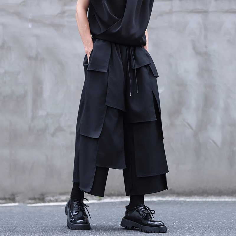 Layered Stitching Casual Suit Wide-leg Pants