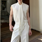 Sleeveless Satin Waistcoat Shirt