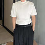 Shoulder Pads Slim Fit Short Sleeve Tops