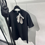 Bow Scarf Loose Casual T-shirt