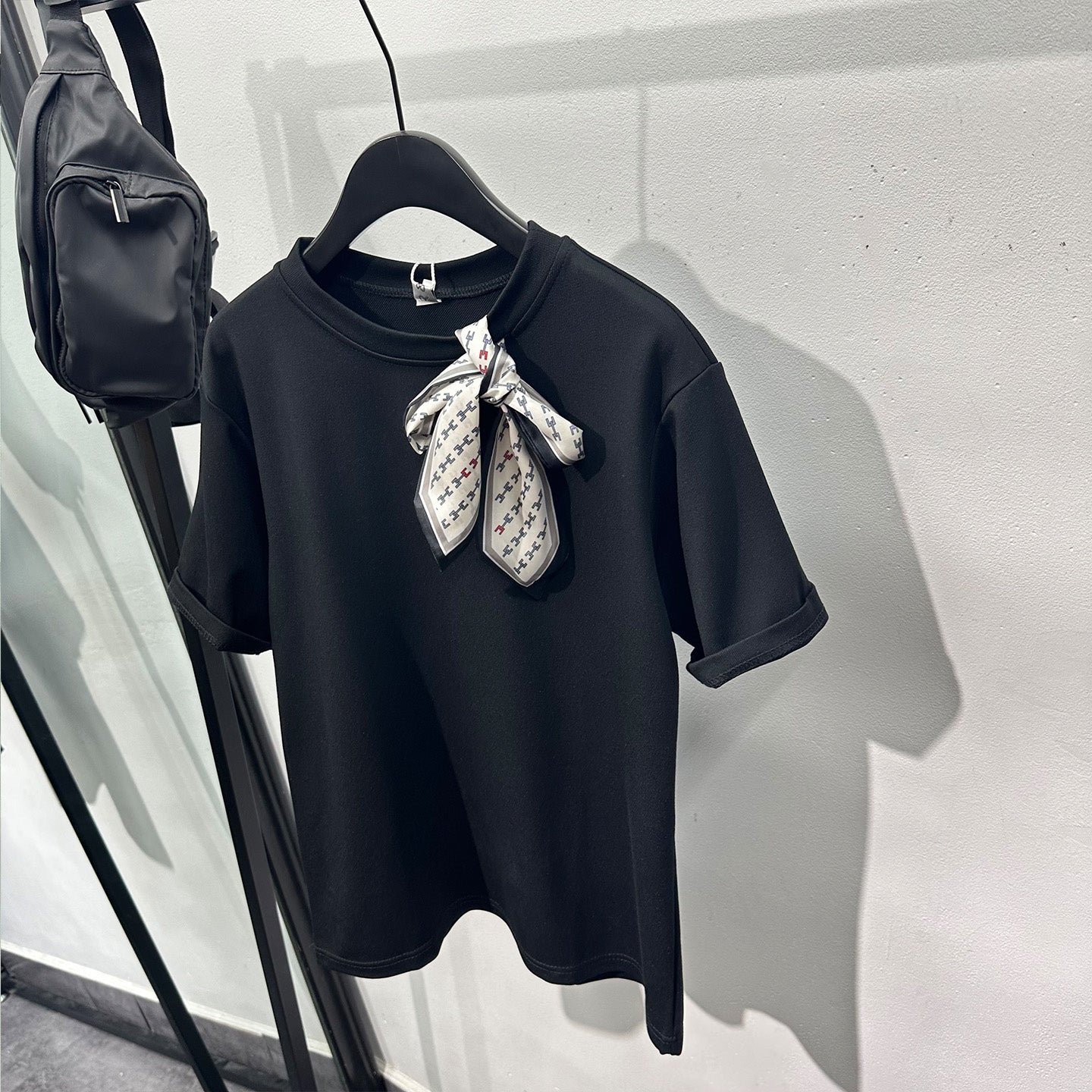 Bow Scarf Loose Casual T-shirt