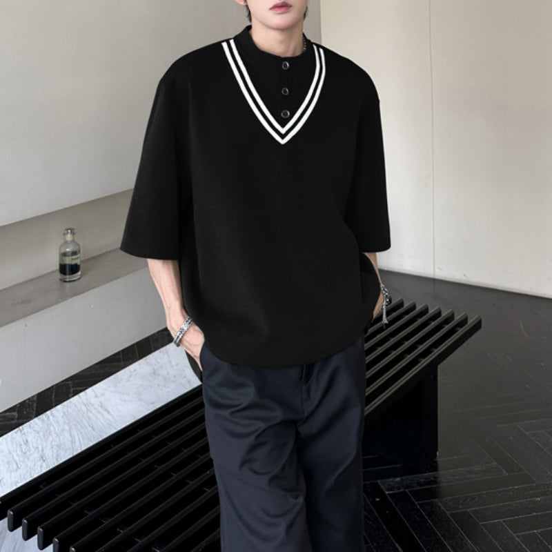 Striped Loose Heavyweight Casual T-shirt