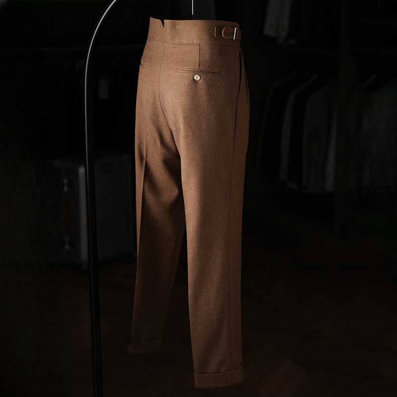 Italian Casual High Waist Retro Straight Suit Trousers